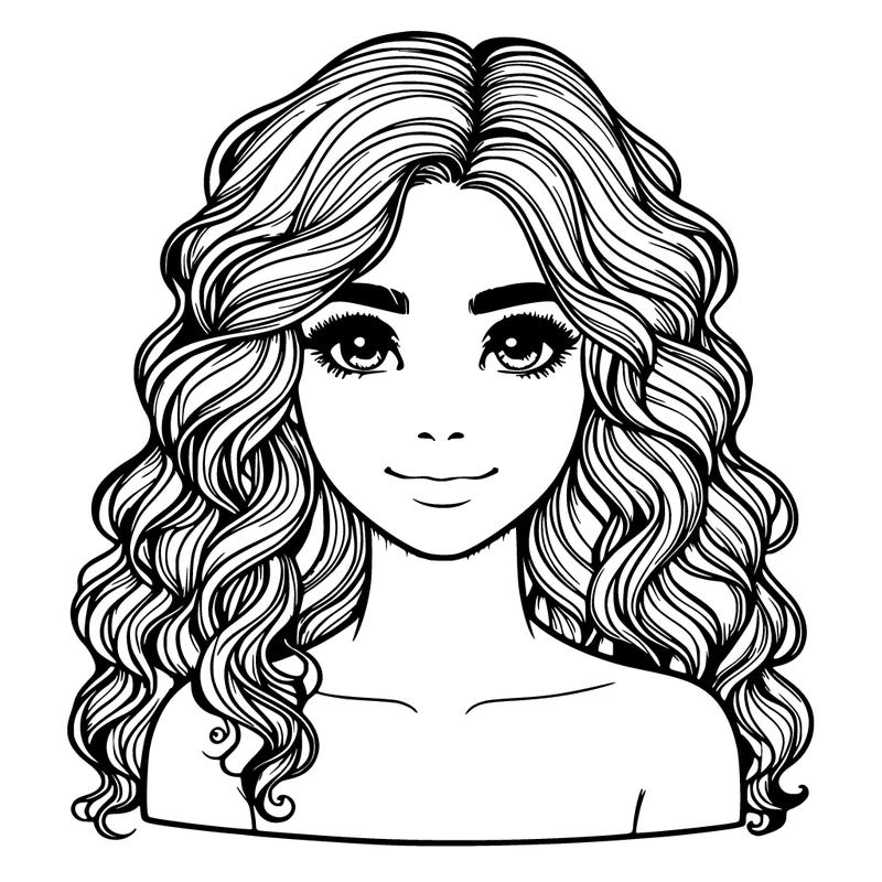 realistic girl with wavy hair