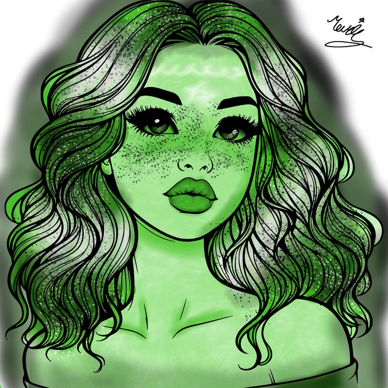 realistic girl with wavy hair and lips