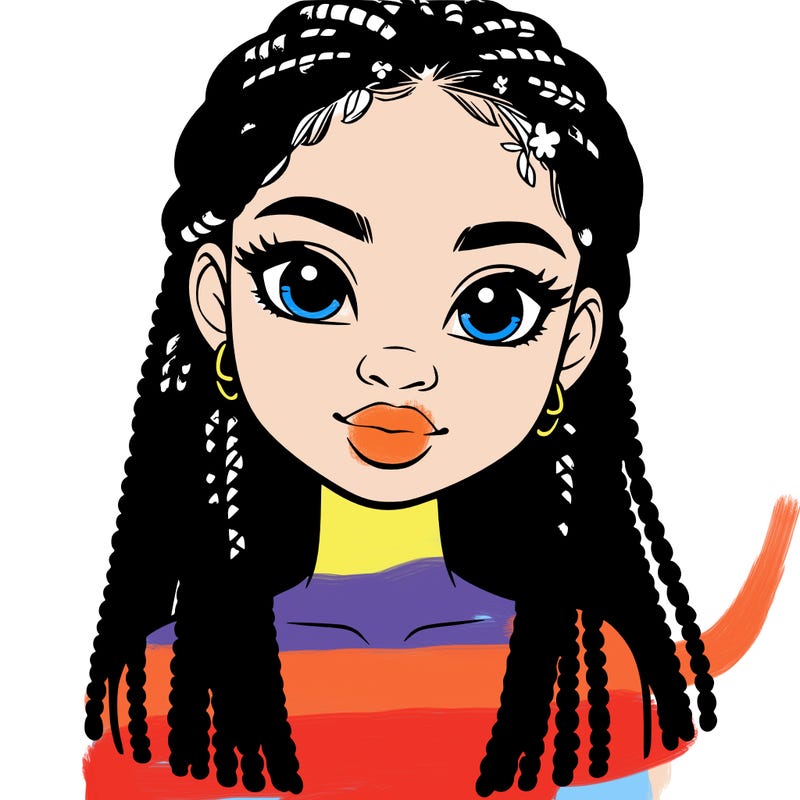 a realistic black girl with braids