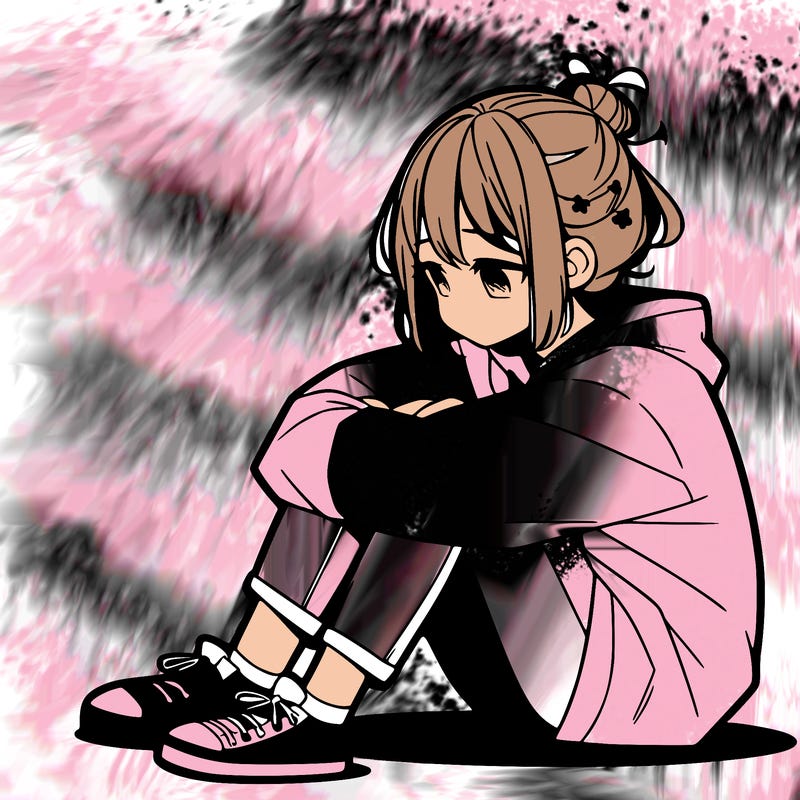 sad anime girl sitting alone