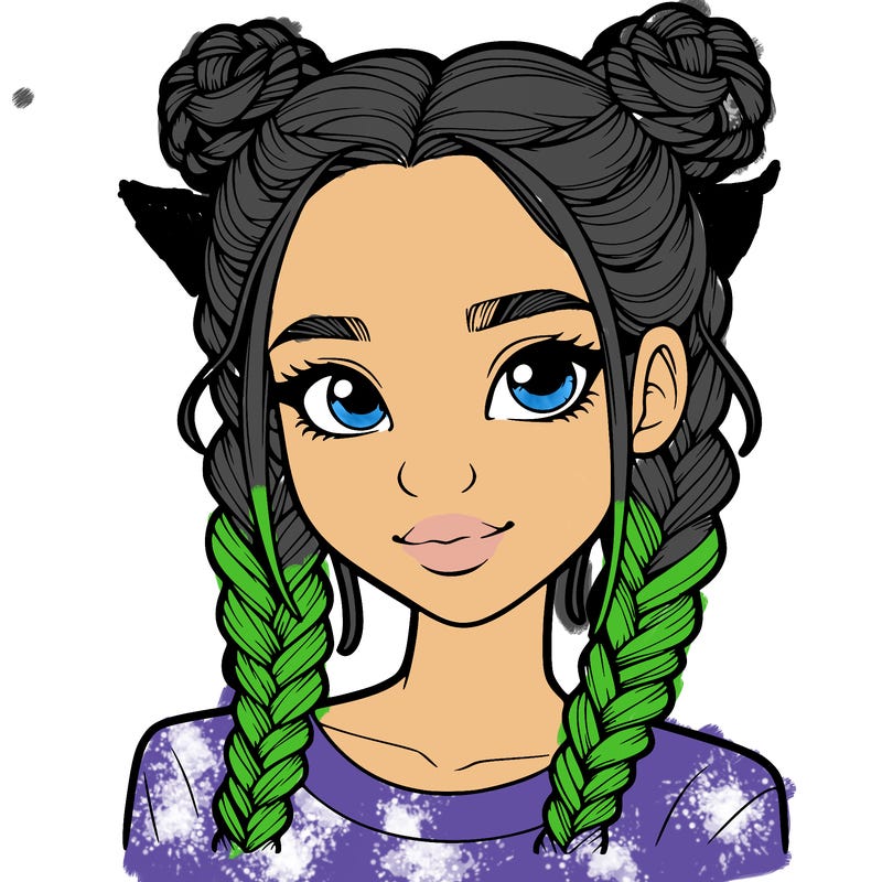 realistic girl with braids