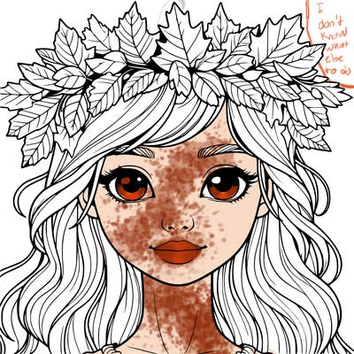 realistic girl with fall leaf crown