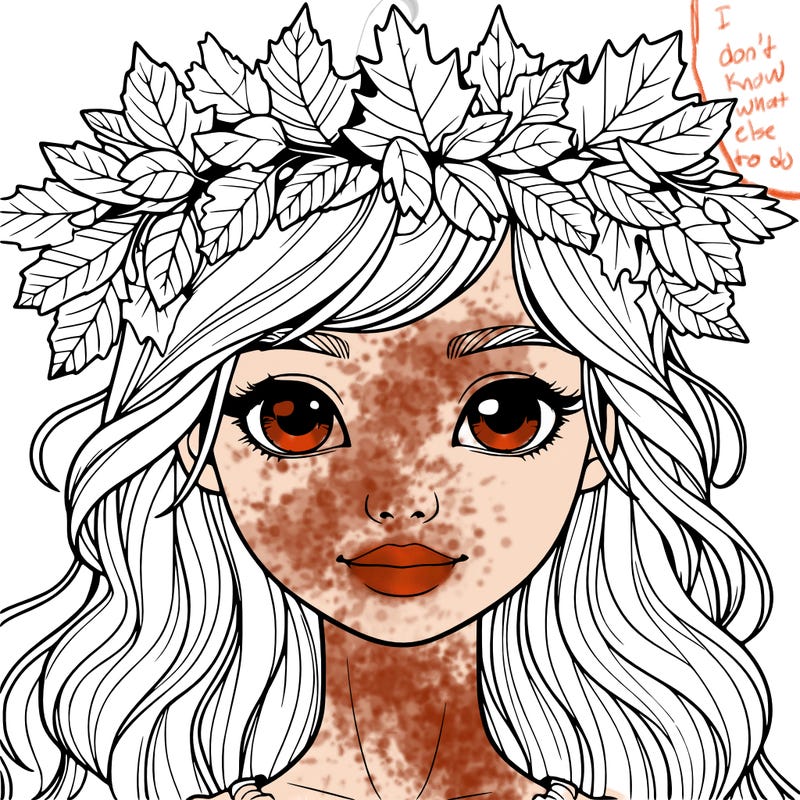 realistic girl with fall leaf crown