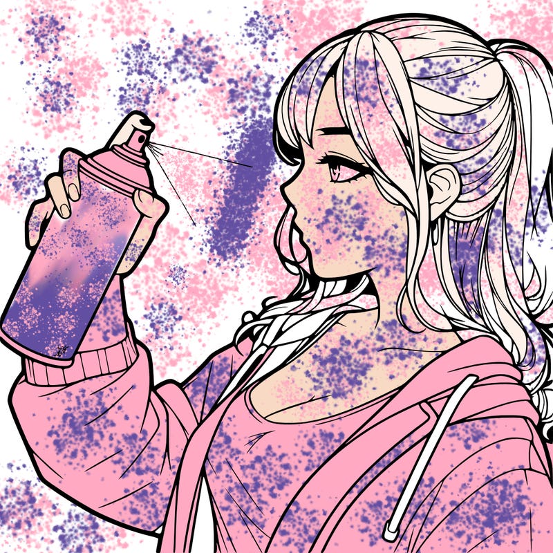 a realistic girl spray, painting
