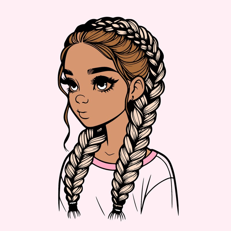 realistic girl with braids