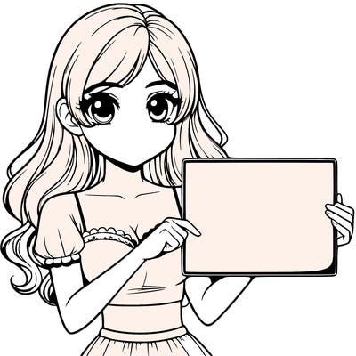 realistic pretty girl holding blank sign