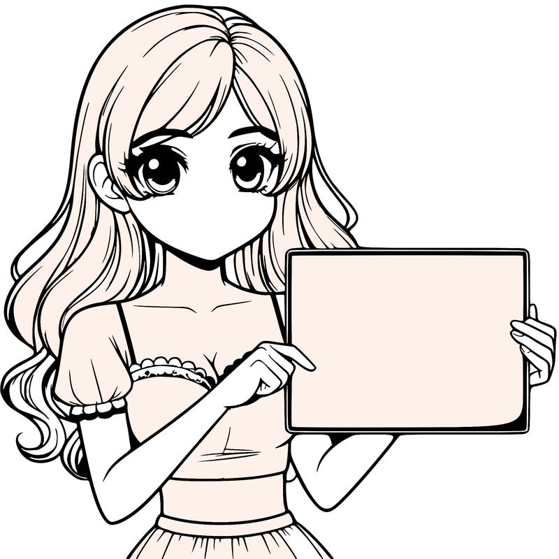 realistic pretty girl holding blank sign