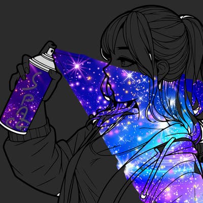 a realistic girl spray, painting