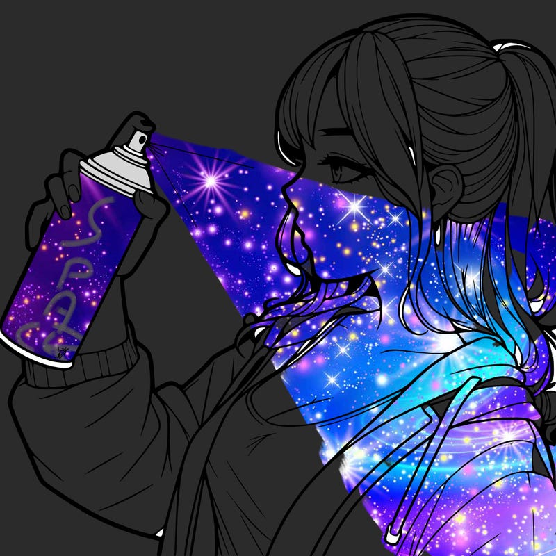 a realistic girl spray, painting