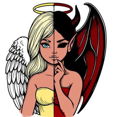 realistic angel half demon