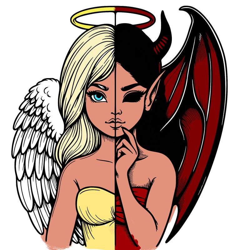 realistic angel half demon