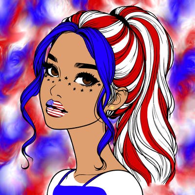 realistic girl with a ponytail on her hair and lips