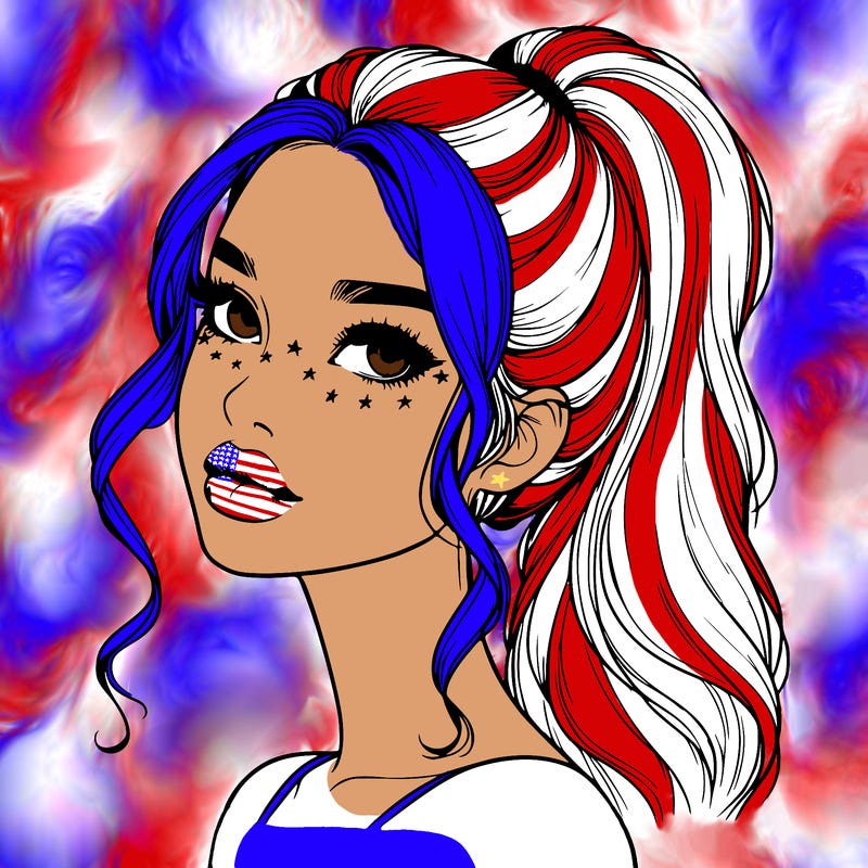 realistic girl with a ponytail on her hair and lips