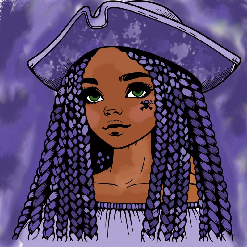 realistic girl with box braids and i realistic pirate hat