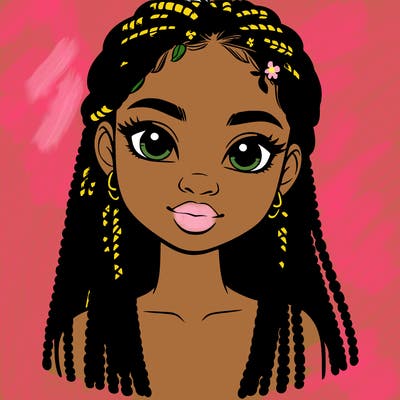 a realistic black girl with braids