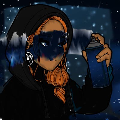 a realistic girl, spray painting