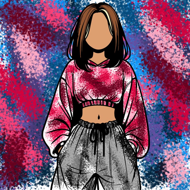 realistic girl faceless with baggy pants and a crop top