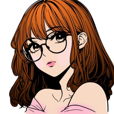 manga woman character with glasses and nice lips
