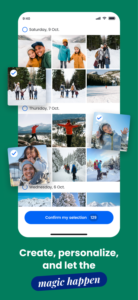 CHEERZ - Photo Printing - スマートフォンでプリントする写真を選択するためのCheerzアプリのインターフェース。