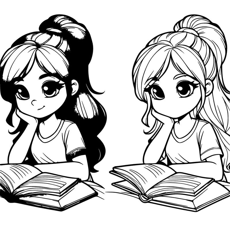 realistic girl reading