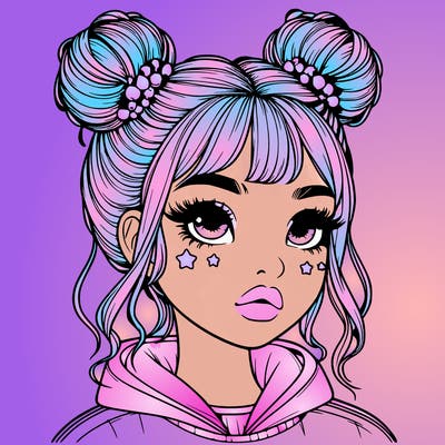 realistic girl with space buns