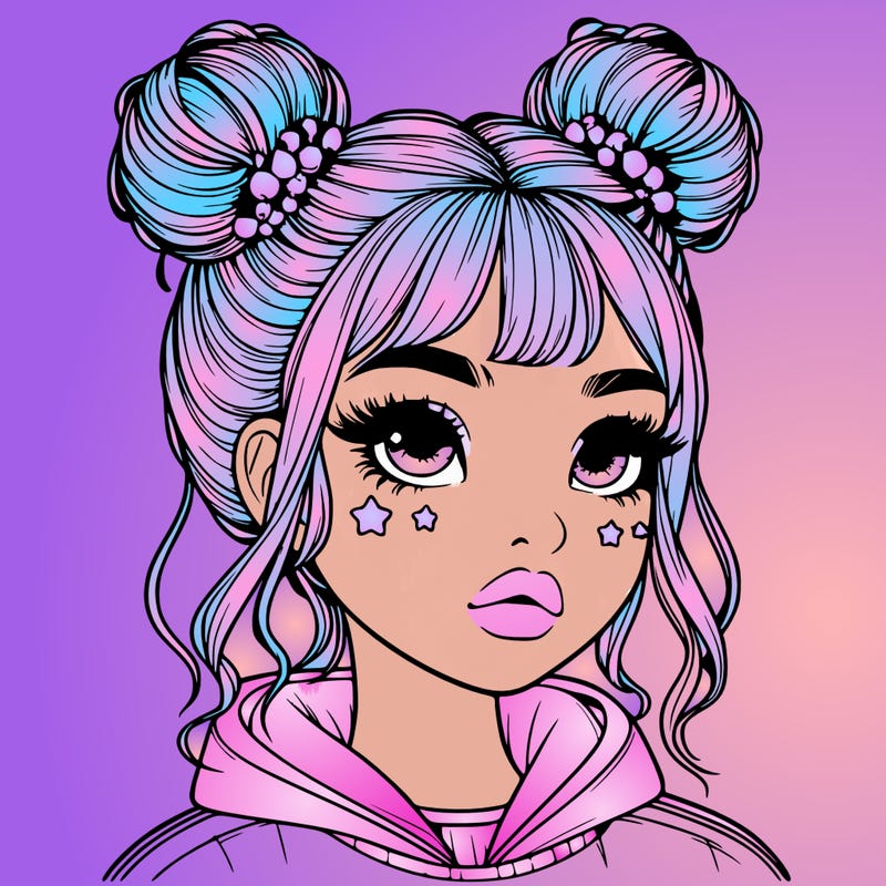 realistic girl with space buns