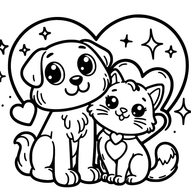 a cat and a dog heart