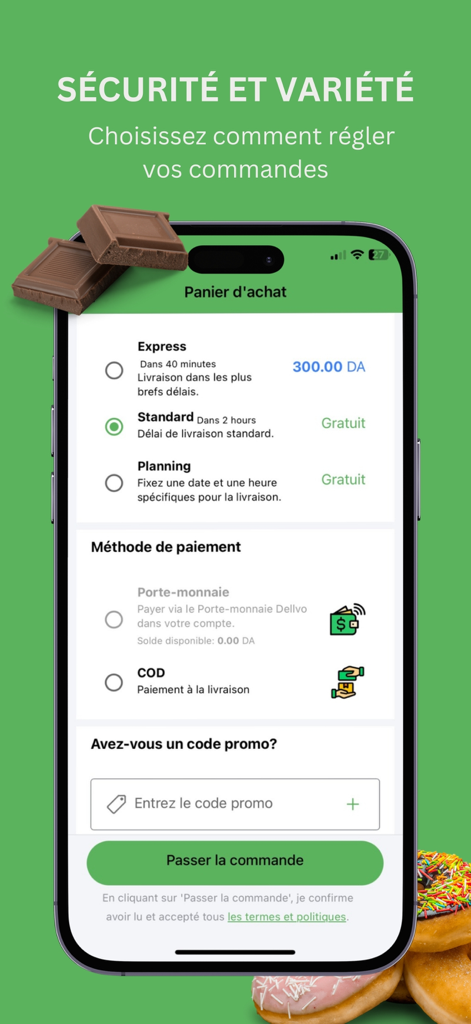 Dellvo: Fast Delivery Service - Dellvo mobile app checkout screen showing delivery speed and payment method options.