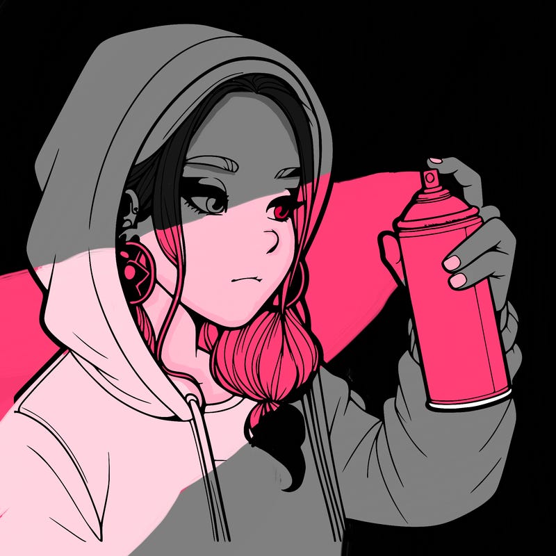 a realistic girl, spray painting