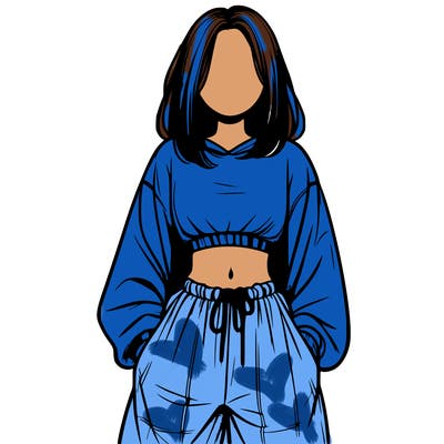 realistic girl faceless with baggy pants and a crop top