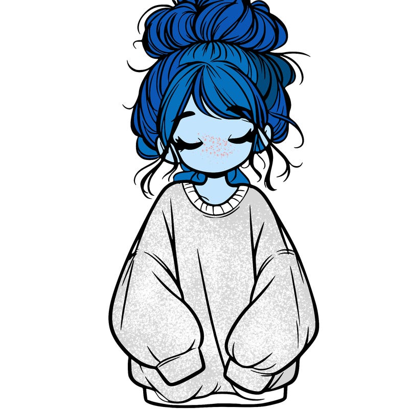 girl with baggy sweatshirt and messy bun