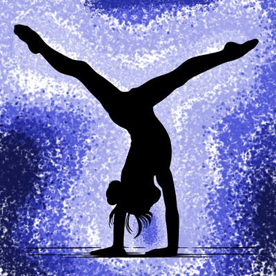 realistic gymnastic hand stand girl in four splits