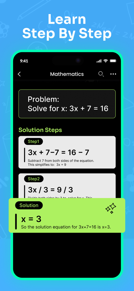 Math Solver:AI Homework Helper - Ajudante de dever de casa com IA mostrando a solução matemática passo a passo