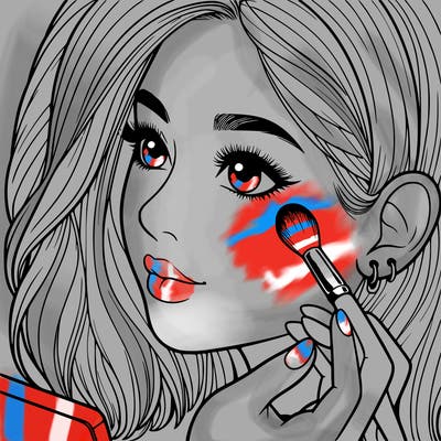 a realistic girl doing her makeup