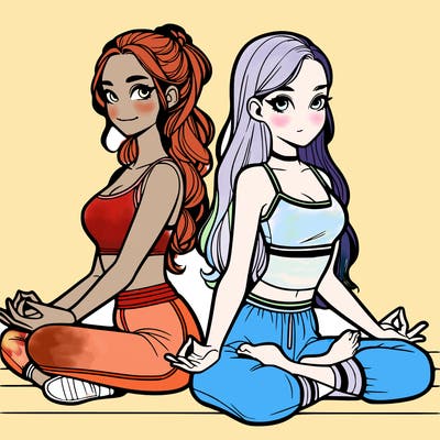 2 realistic teenage girls doing 🫰