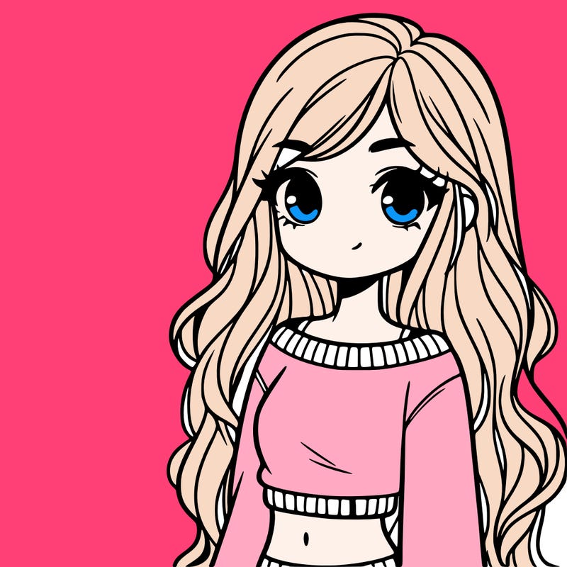 girl with long hair and a crop top with a sweater