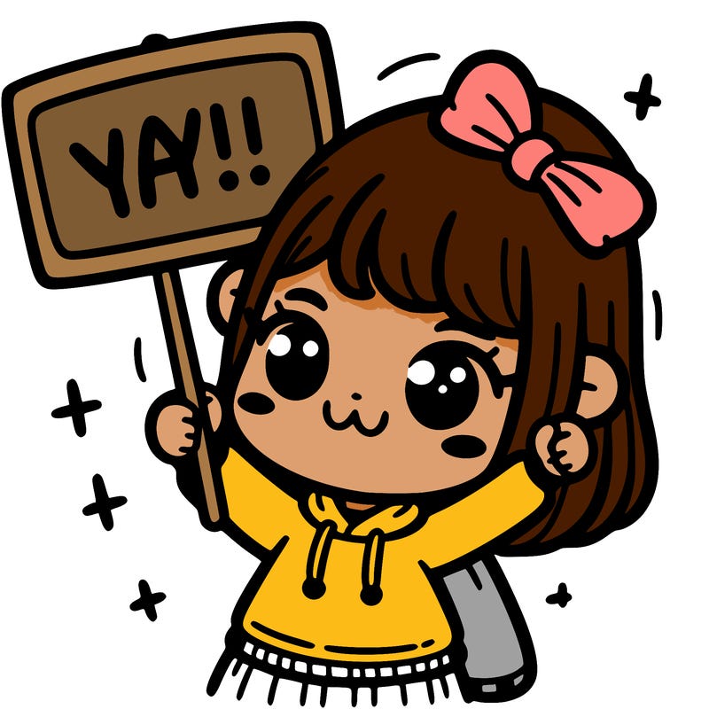 girl with sign saying yay