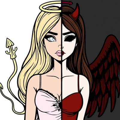 devil vs angel realistic girl