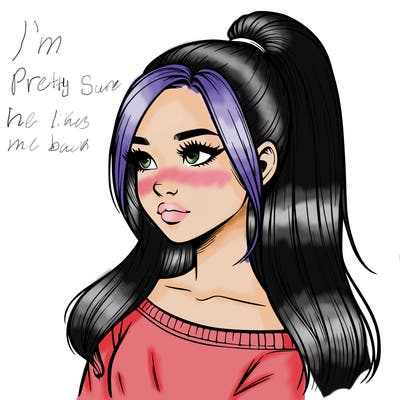 realistic girl with a high ponytail