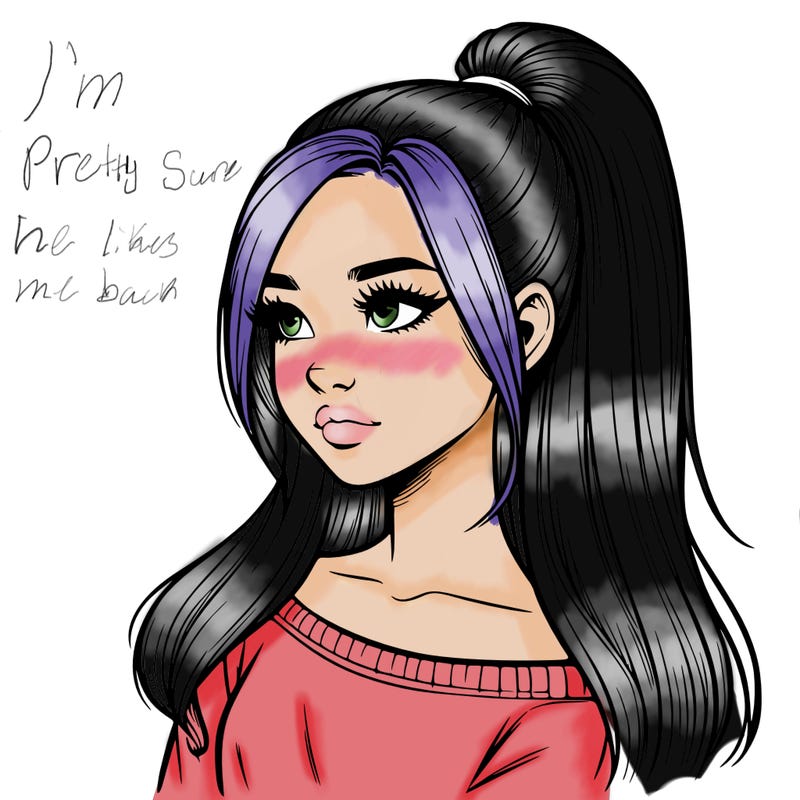 realistic girl with a high ponytail