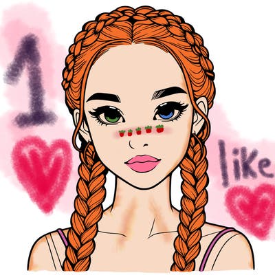 realistic girl with braids