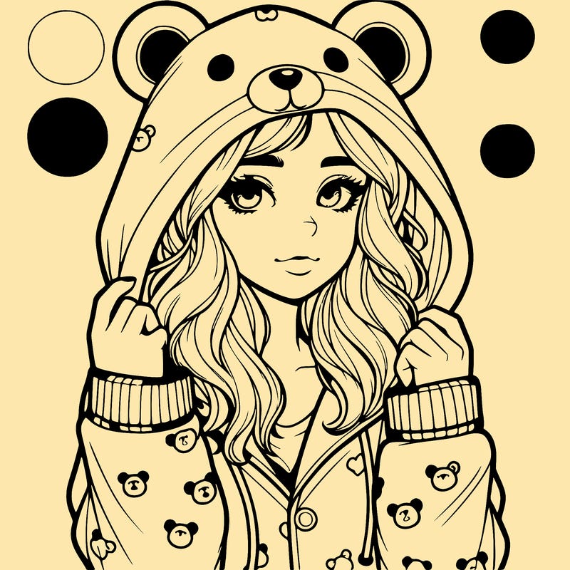 realistic girl in a animal pjs hoodie
