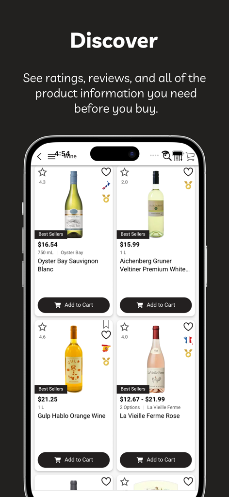 Delancey Wine & Spirits - Wine product discovery and rating screen on the Delancey Wine and Spirits mobile app