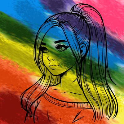 realistic girl with a high ponytail