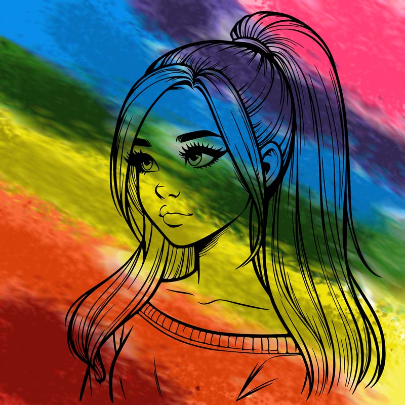 realistic girl with a high ponytail