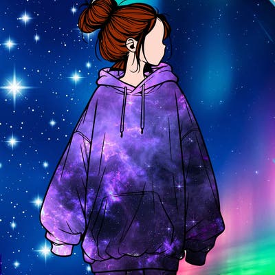 realistic girl with a oversized sweatshirt on and a bun
