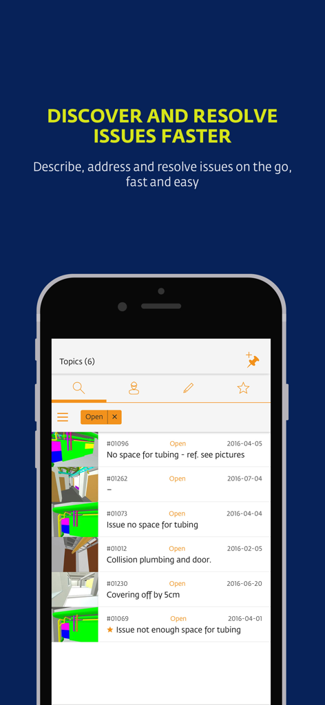 StreamBIM - 3D BIM 모델 시각화와 함께 건설 현장 이슈 목록을 표시하는 StreamBIM 모바일 앱