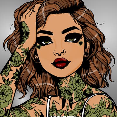 realistic girl with tattoos all over