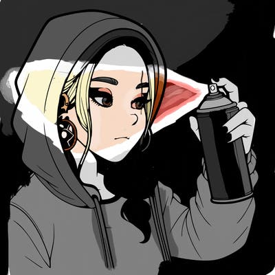 a realistic girl, spray painting