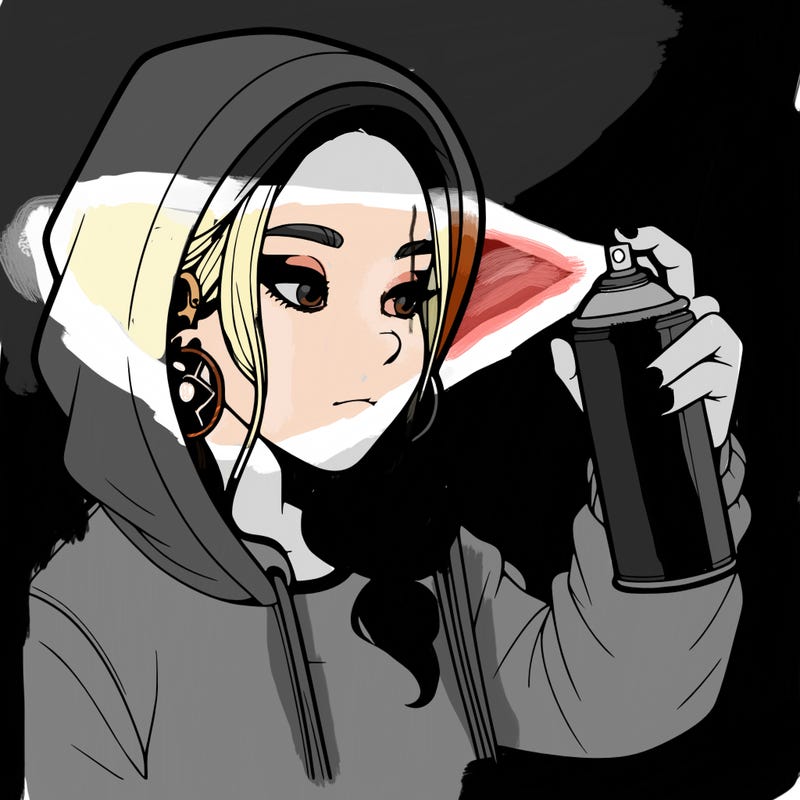 a realistic girl, spray painting